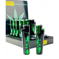 Clipper Lighter Metal - Green Leaf